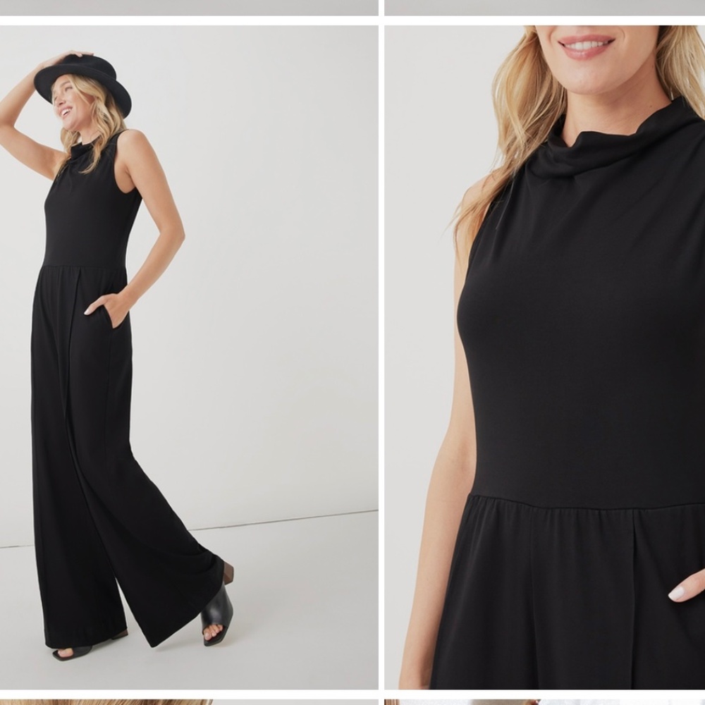 Pact Fit and Flare Cowl neck jumpsuit NWT